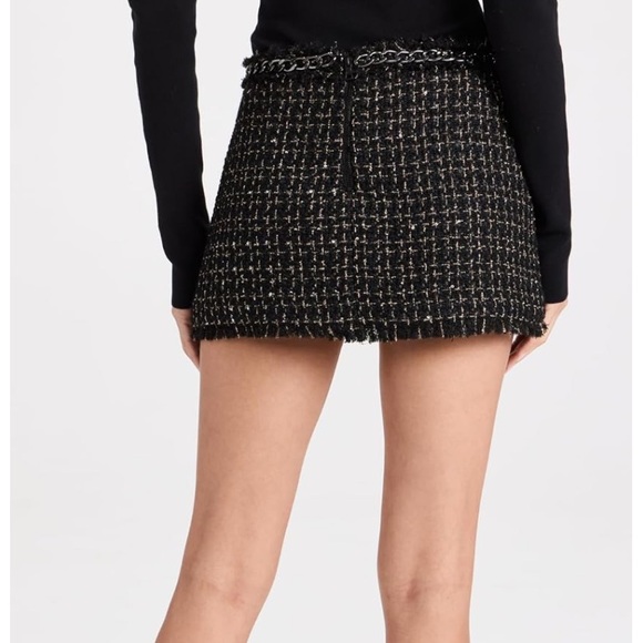alice + olivia jalen black tweed glitter Chain Miniskirt size 12 - Picture 6 of 14